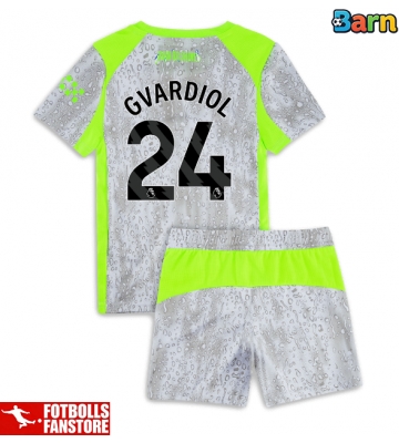 Manchester City Josko Gvardiol #24 Tredje Tröja Barn 2025-26 Kortärmad (+ Korta byxor)